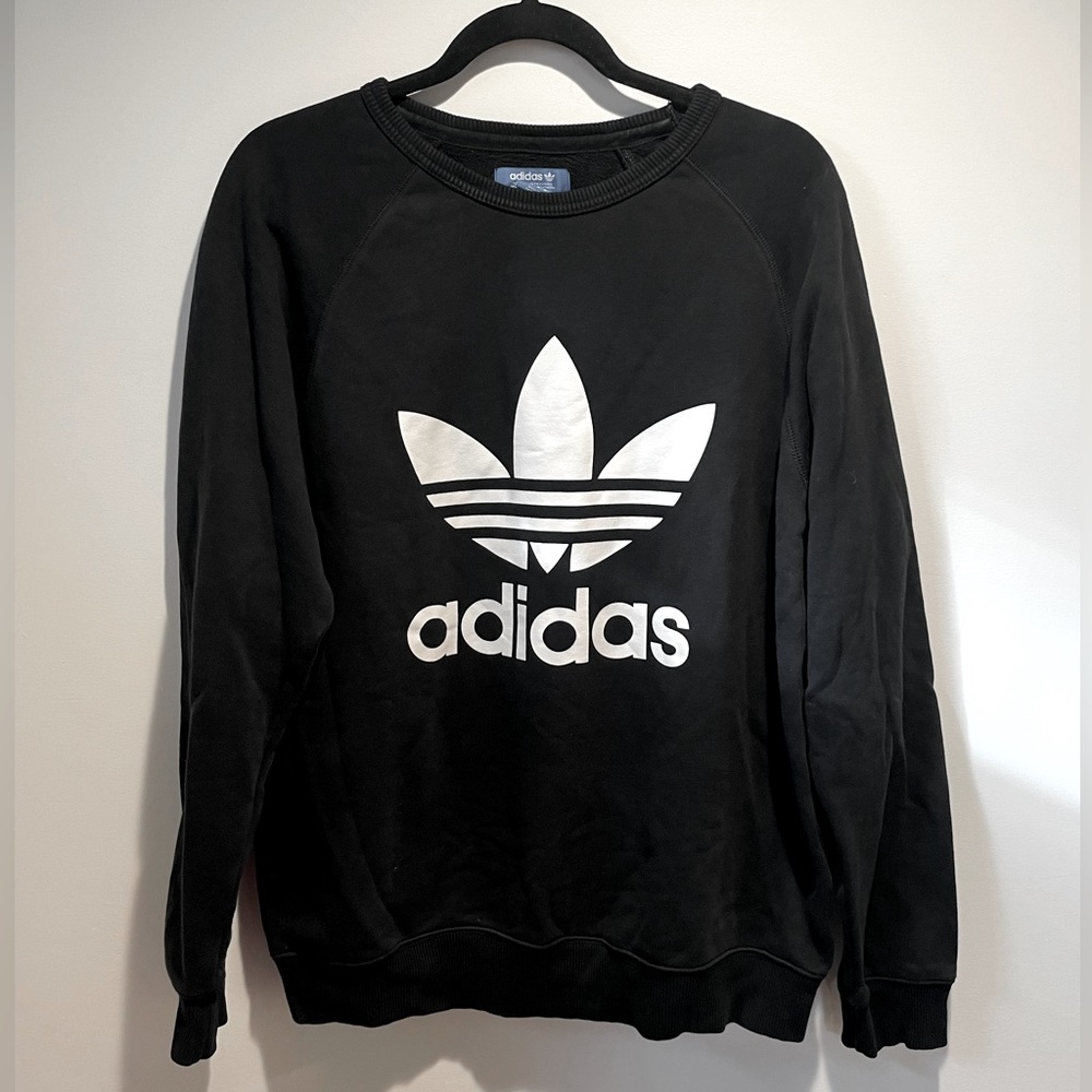 Adidas Trefoil Black Crew Neck Sweater